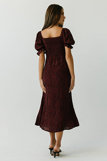 Maria Floral Maxi Dress in Red