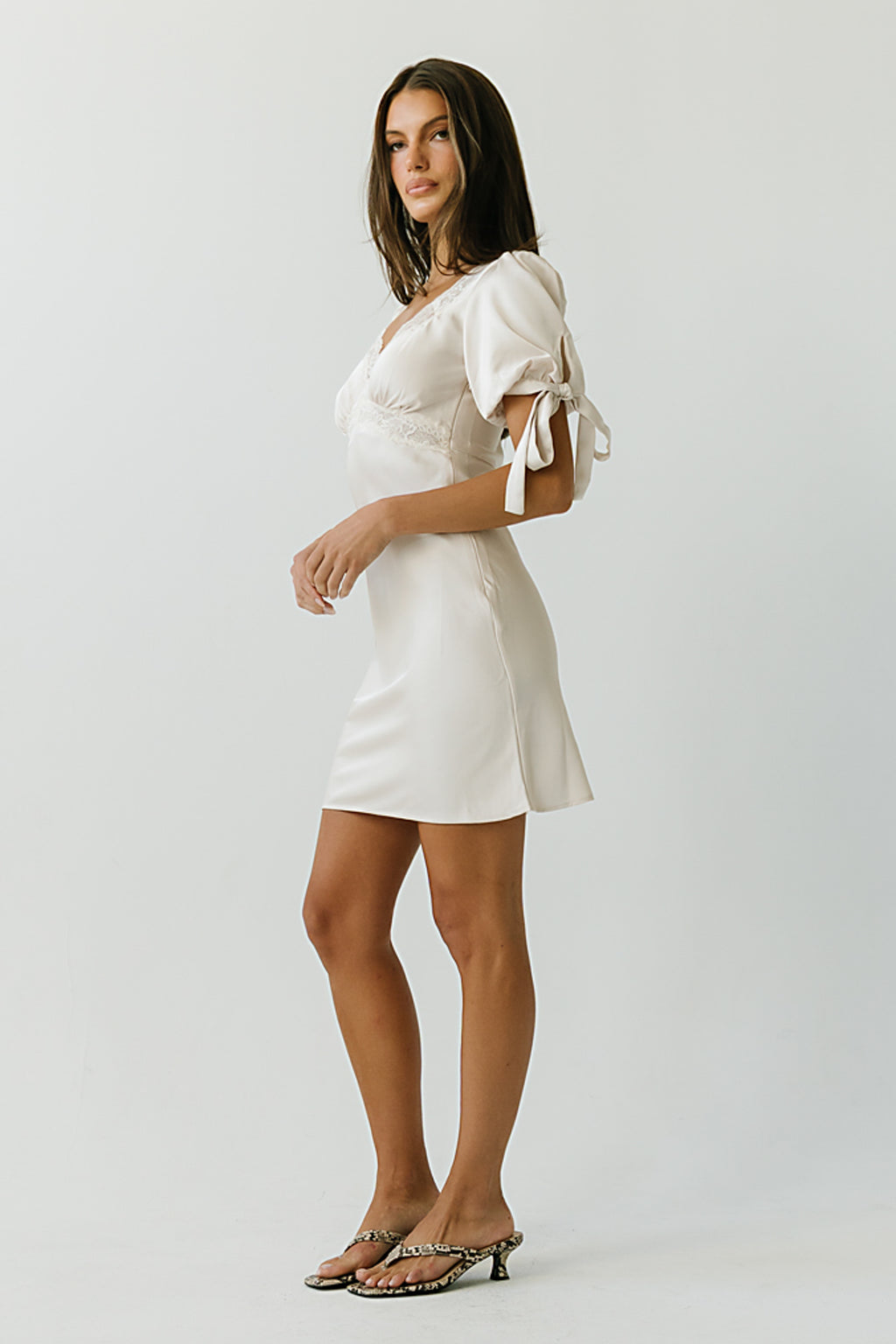 Amanda Lace Trim Mini Dress in Ivory