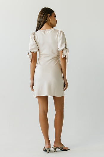 Amanda Lace Trim Mini Dress in Ivory