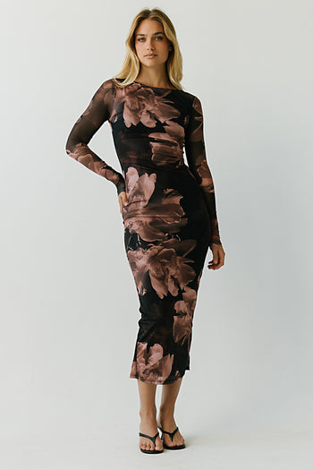 Mila Floral Maxi Dress in Black