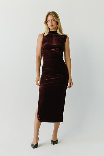 Regina Velvet Maxi Dress in Plum