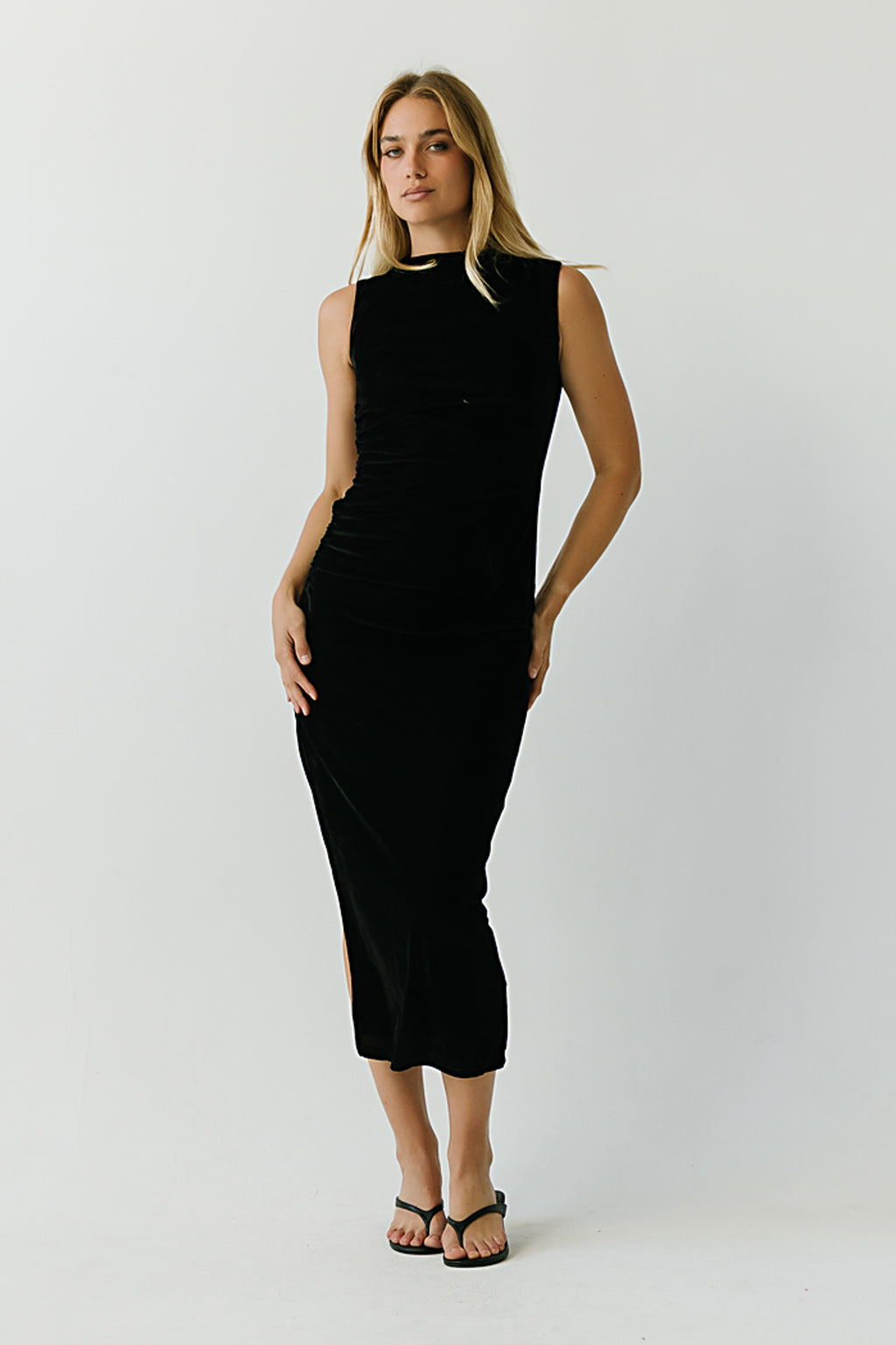 Regina Velvet Maxi Dress in Black