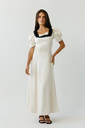 Mckinley Polka Dot Maxi Dress in Cream