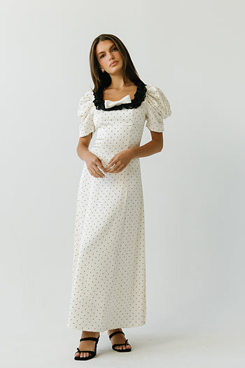 Mckinley Polka Dot Maxi Dress in Cream