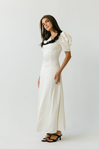 Mckinley Polka Dot Maxi Dress in Cream