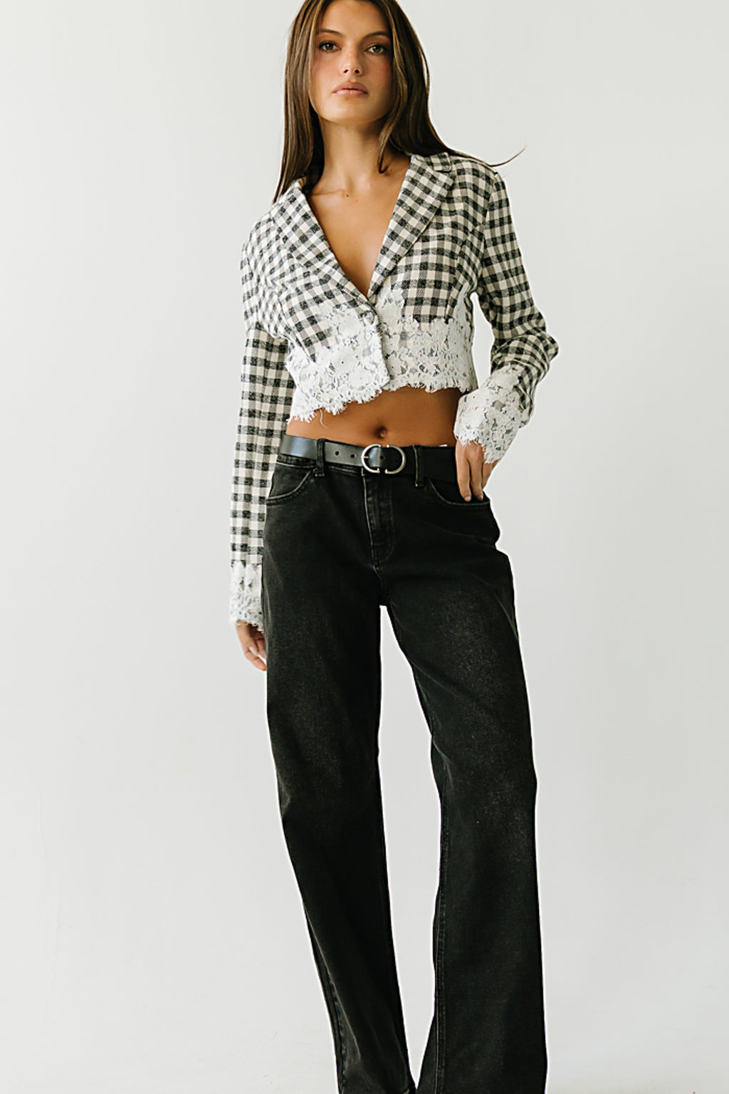 Winnie Gingham Cropped Blazer