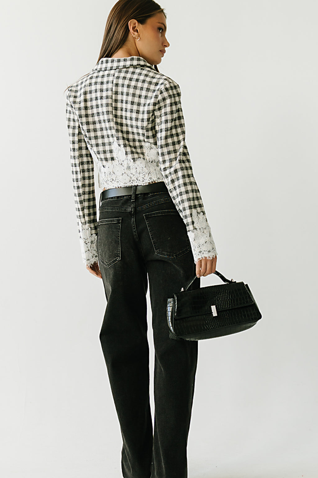 Winnie Gingham Cropped Blazer