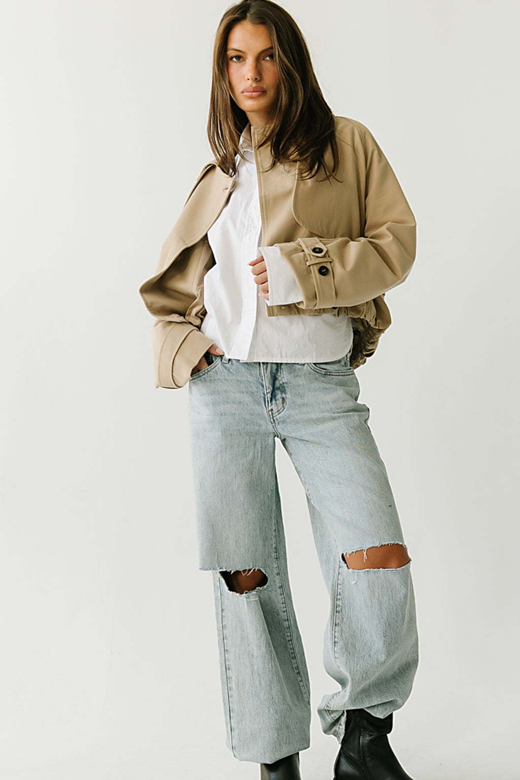 Martha Mid Rise Distressed Wide Leg Jeans