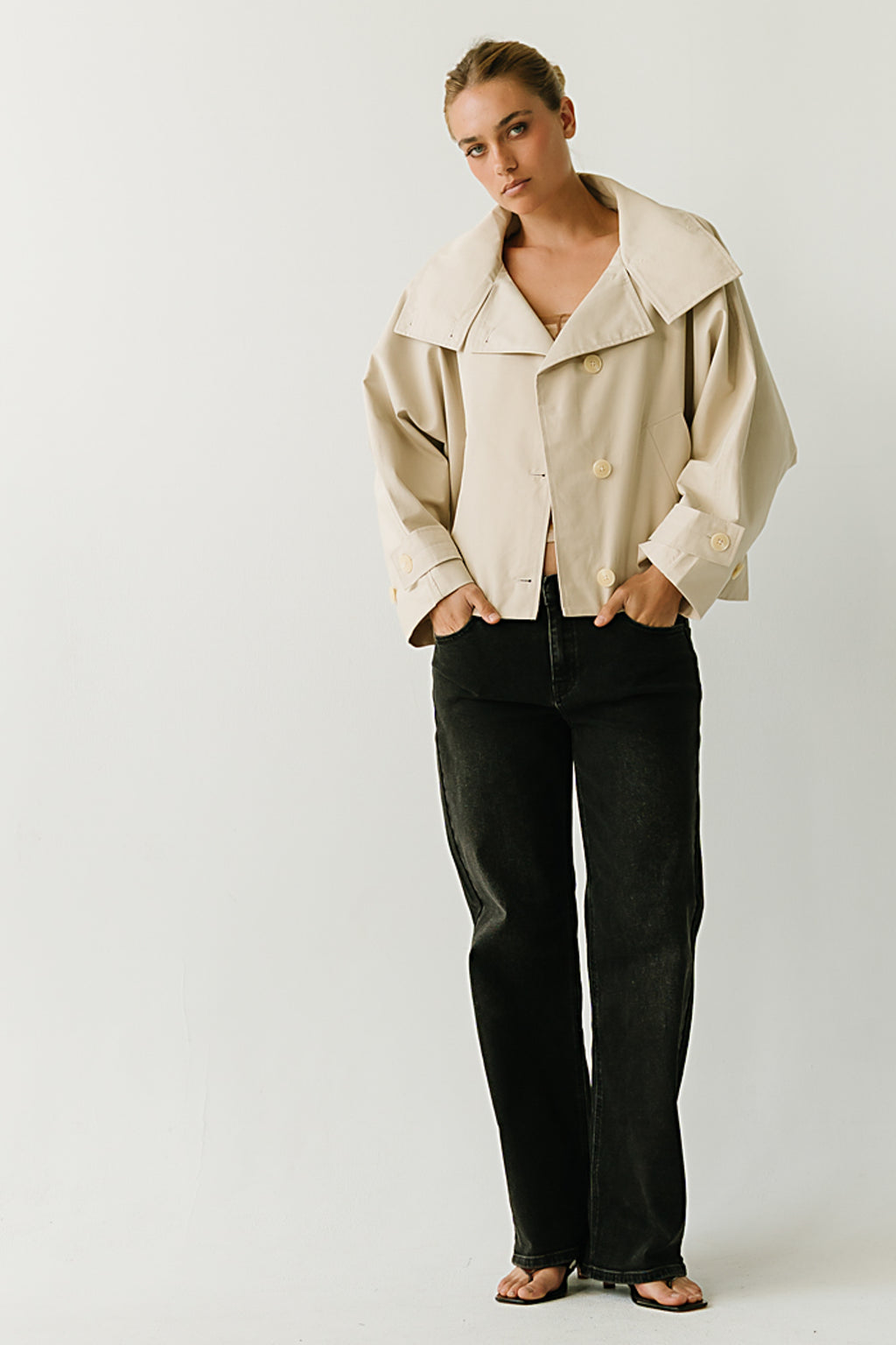 Marlowe Trench Jacket in Tan
