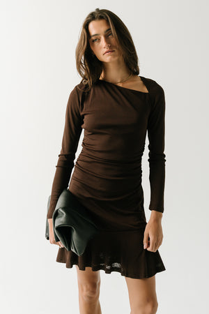 Mavis Mini Dress in Brown