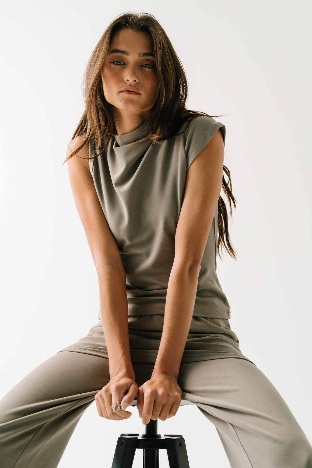 Renata Asymmetrical Top in Grey