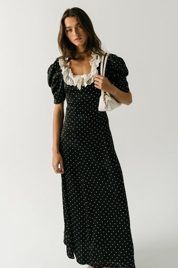 Mckinley Polka Dot Maxi Dress in Black