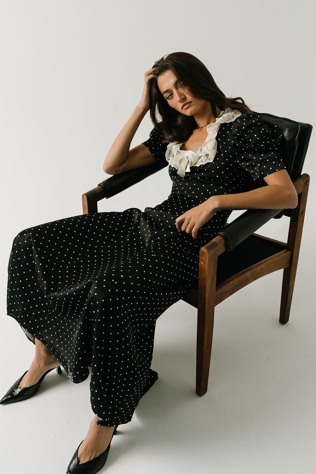 Mckinley Polka Dot Maxi Dress in Black
