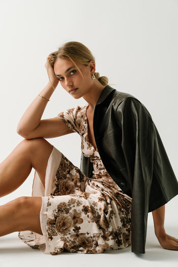 Isabella Floral Maxi Dress in Brown