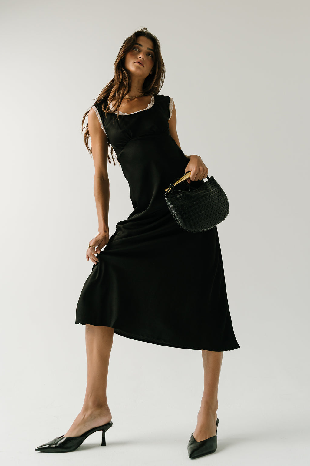 Della Satin Maxi Dress in Black