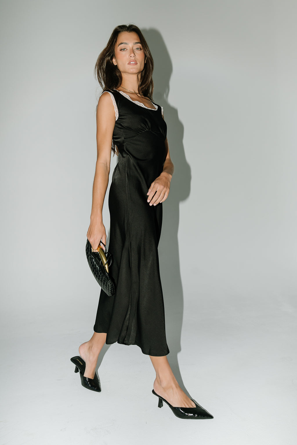 Della Satin Maxi Dress in Black