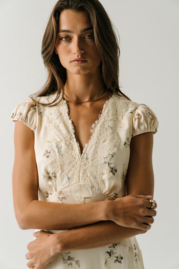 Armani Floral Midi Dress in Cream