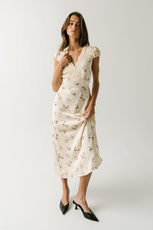 Armani Floral Midi Dress in Cream