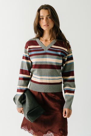 Harper Lace Trim Mini Skirt in Red-Brown