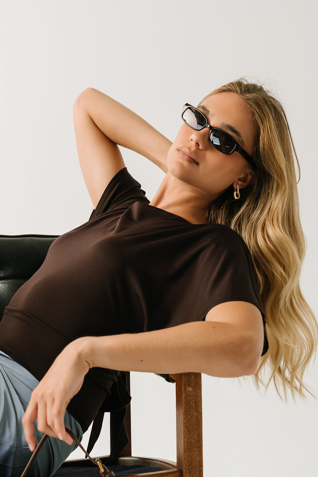 Cass Bat Wing Top in Brown