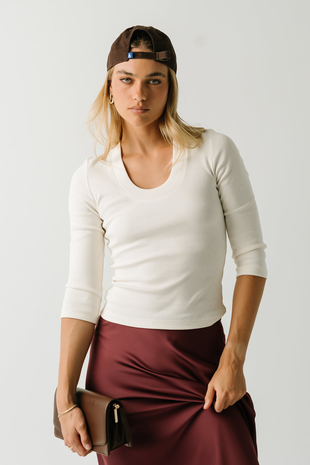 Skyler Fitted Top in Ivory
