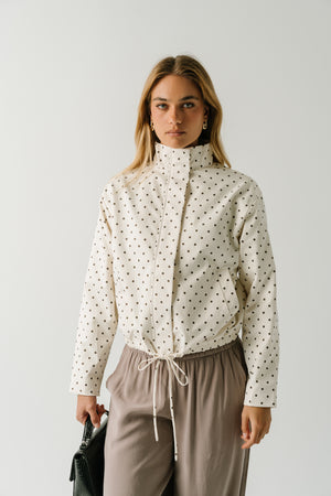 Lenora Polka Dot Mock Neck Jacket