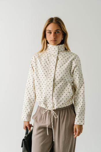 Lenora Polka Dot Mock Neck Jacket