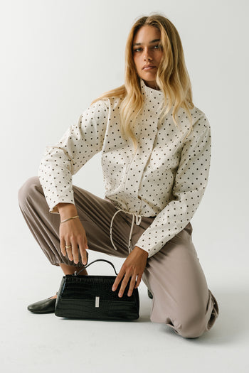 Lenora Polka Dot Mock Neck Jacket