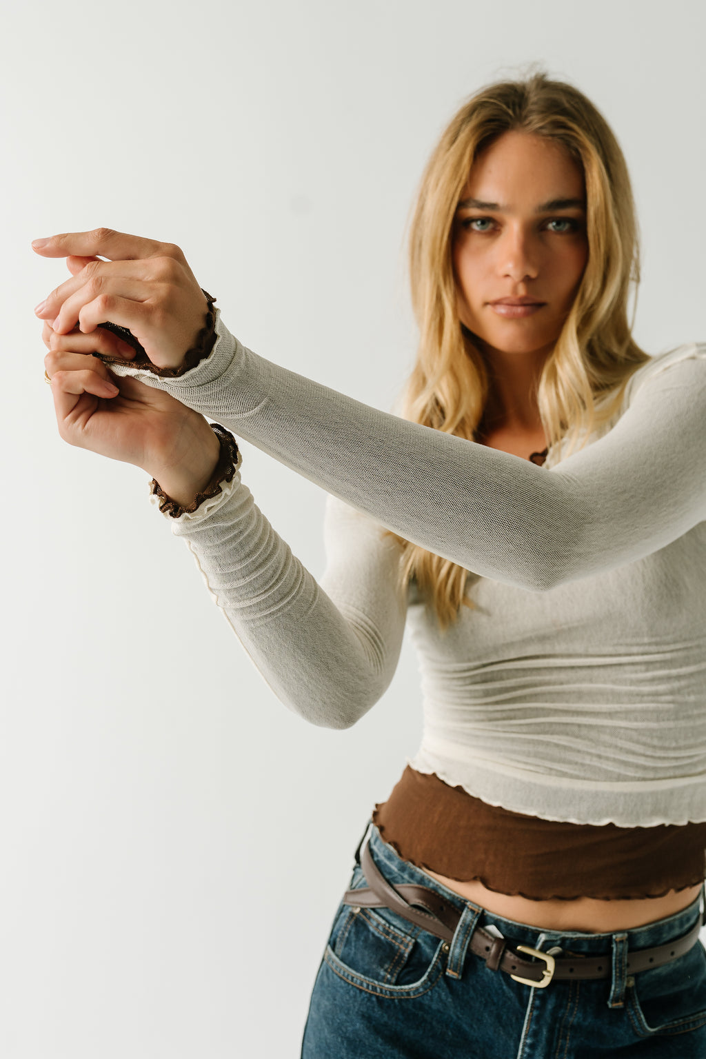 Shelby Mesh Top in Ivory