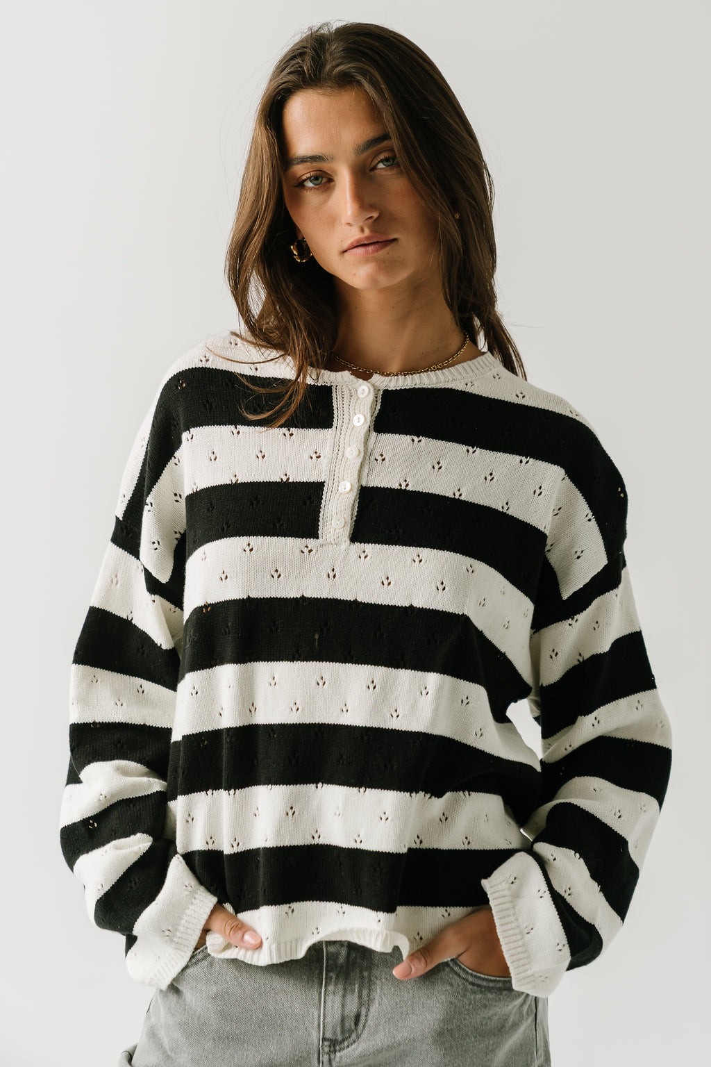 Cecelia Striped Sweater in Ivory