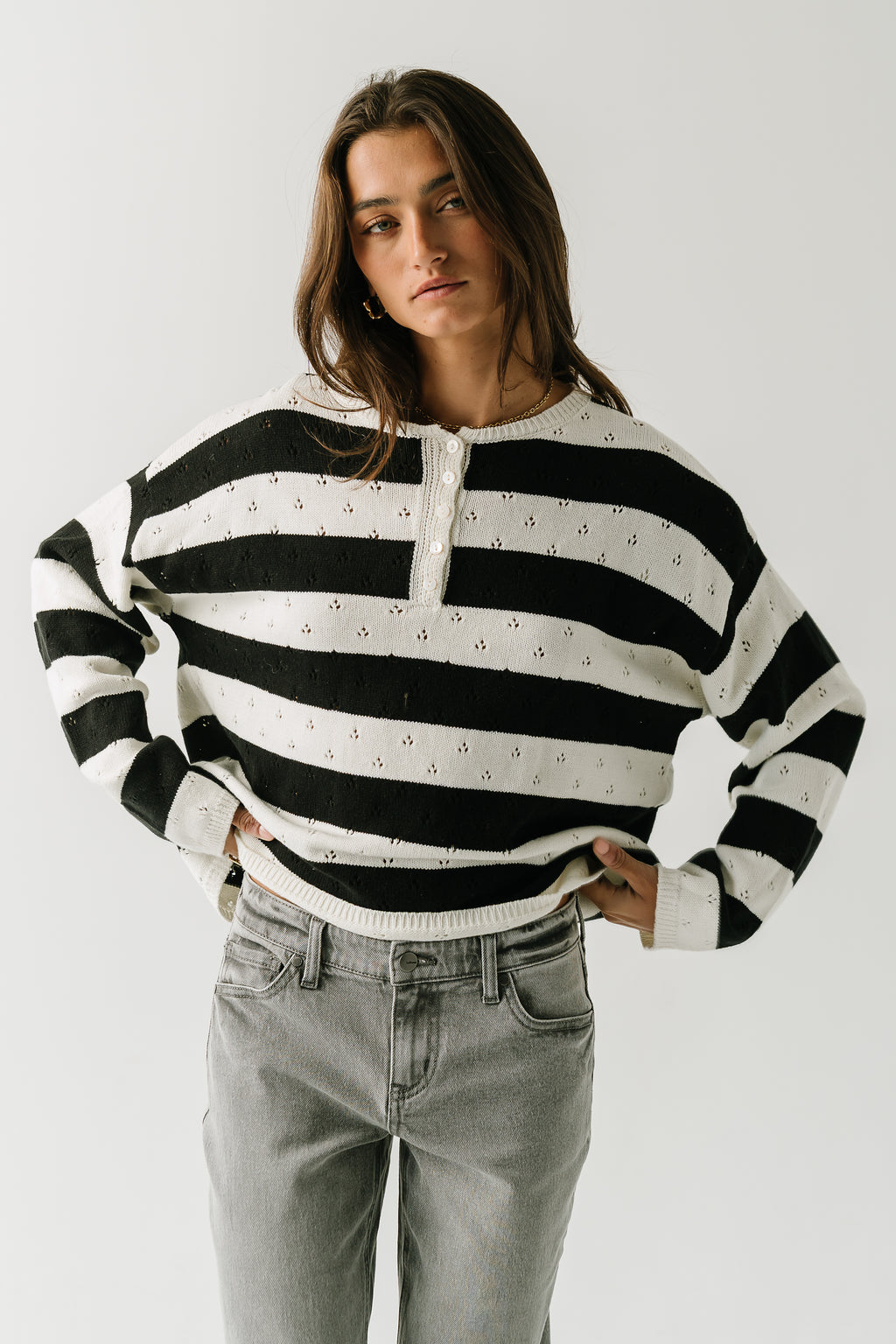 Cecelia Striped Sweater in Ivory