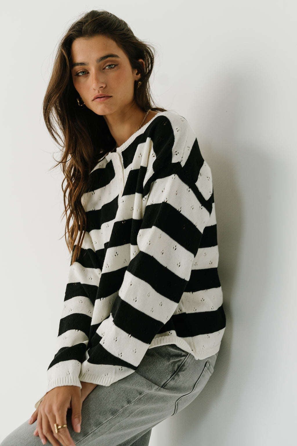 Cecelia Striped Sweater in Ivory