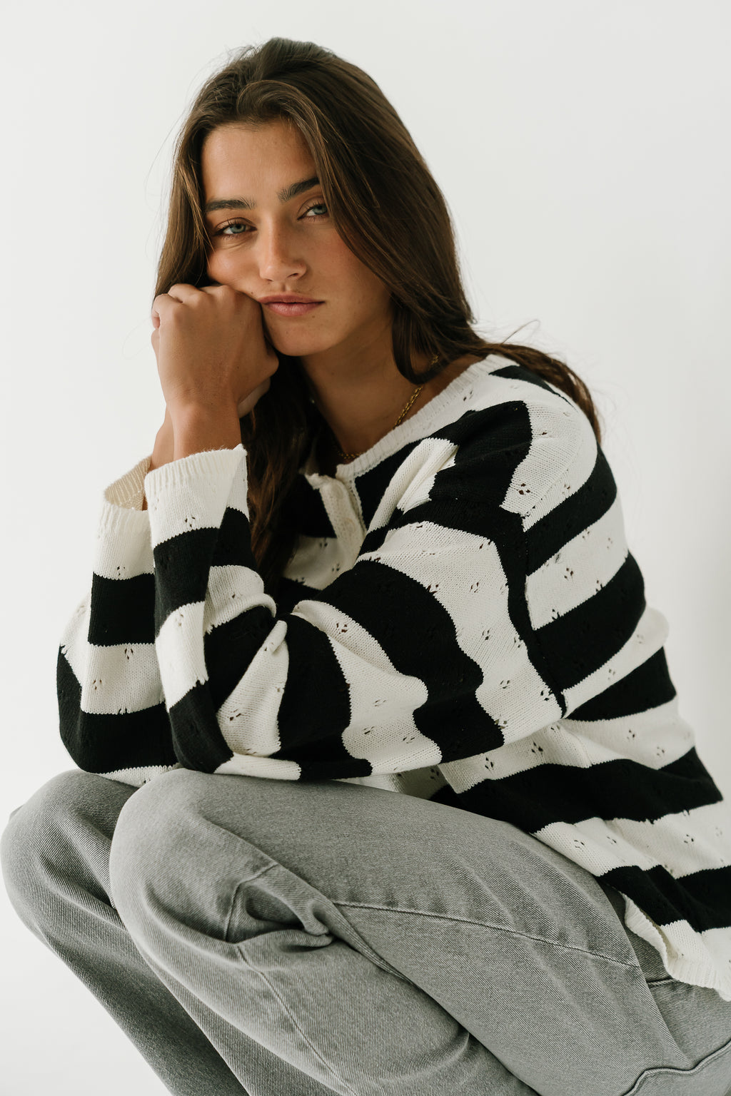 Cecelia Striped Sweater in Ivory