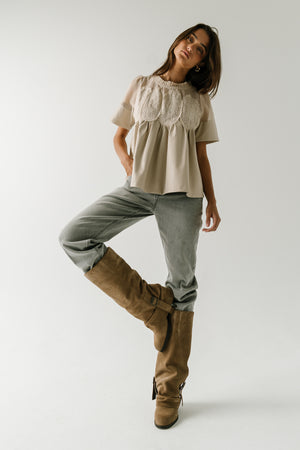 Amaia Crochet Leather Top in Ecru