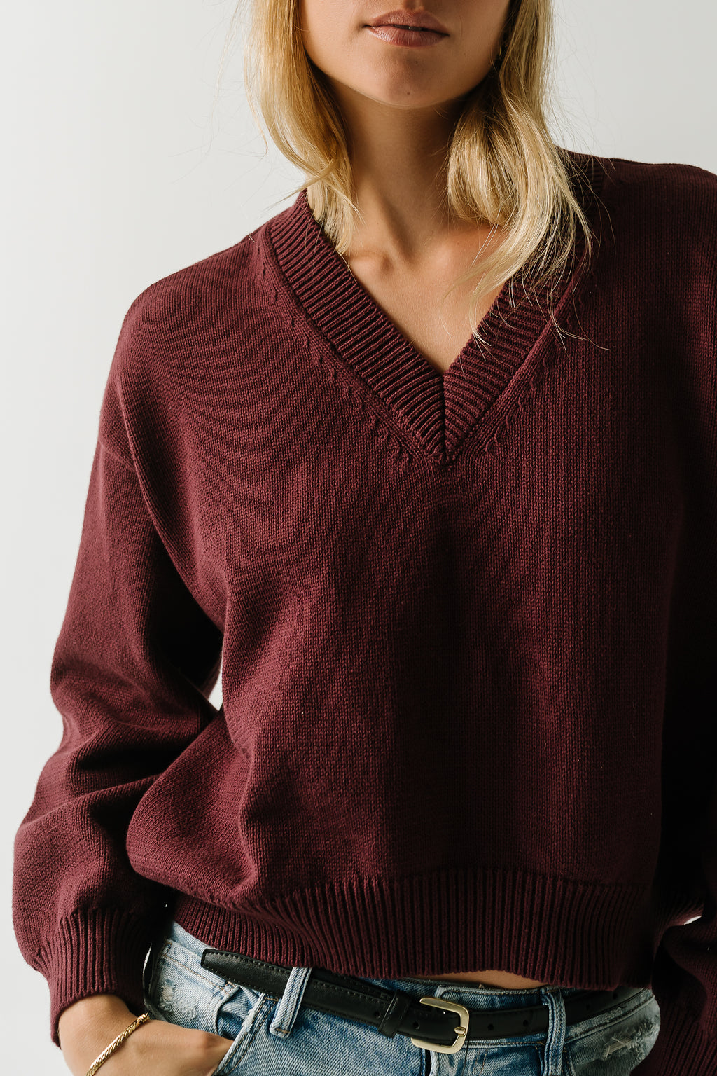 Jolene Knit Sweater in Burgundy