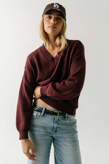 Jolene Knit Sweater in Burgundy
