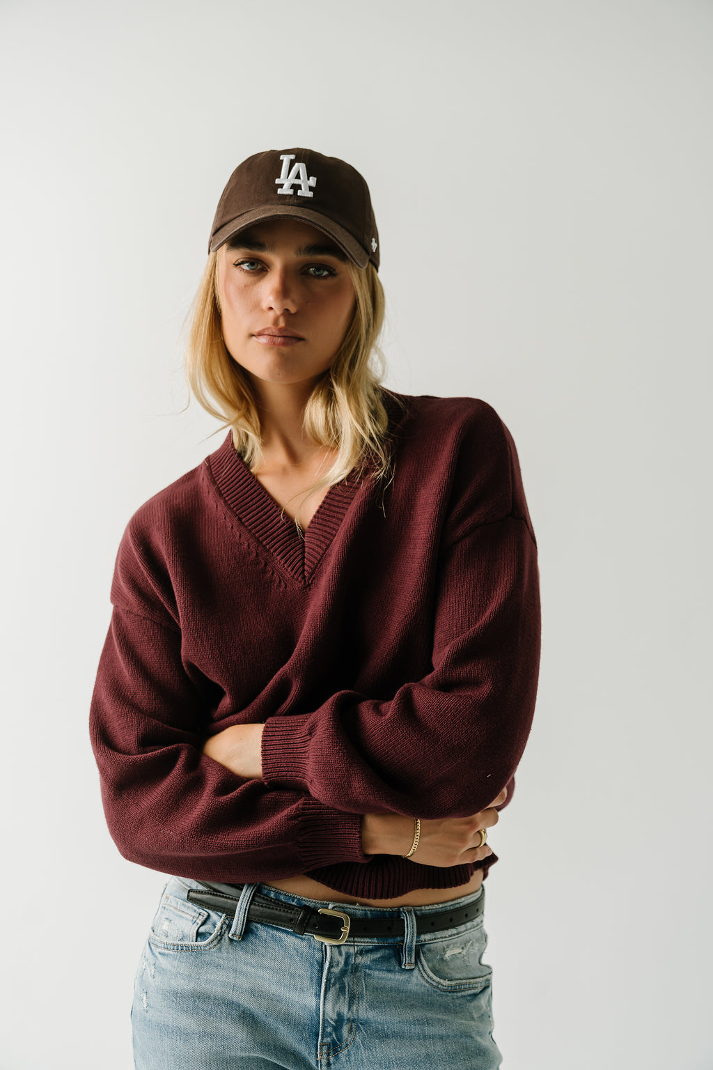 Jolene Knit Sweater in Burgundy