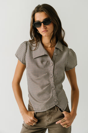 Thalia Collared Plaid Top
