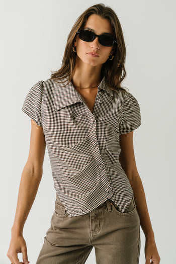 Thalia Collared Plaid Top