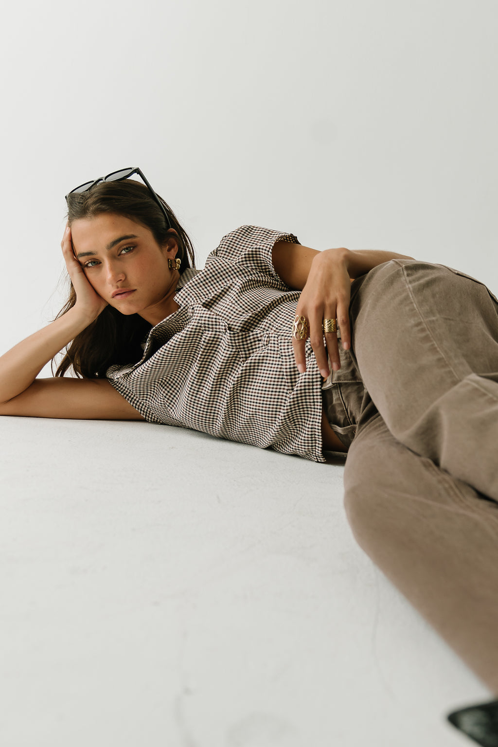 Thalia Collared Plaid Top