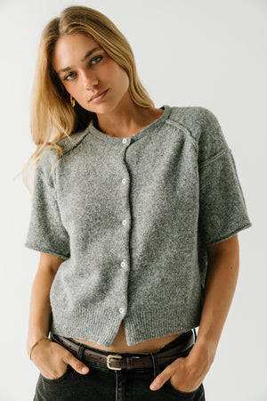 Skye Button Down Sweater in Heather Grey
