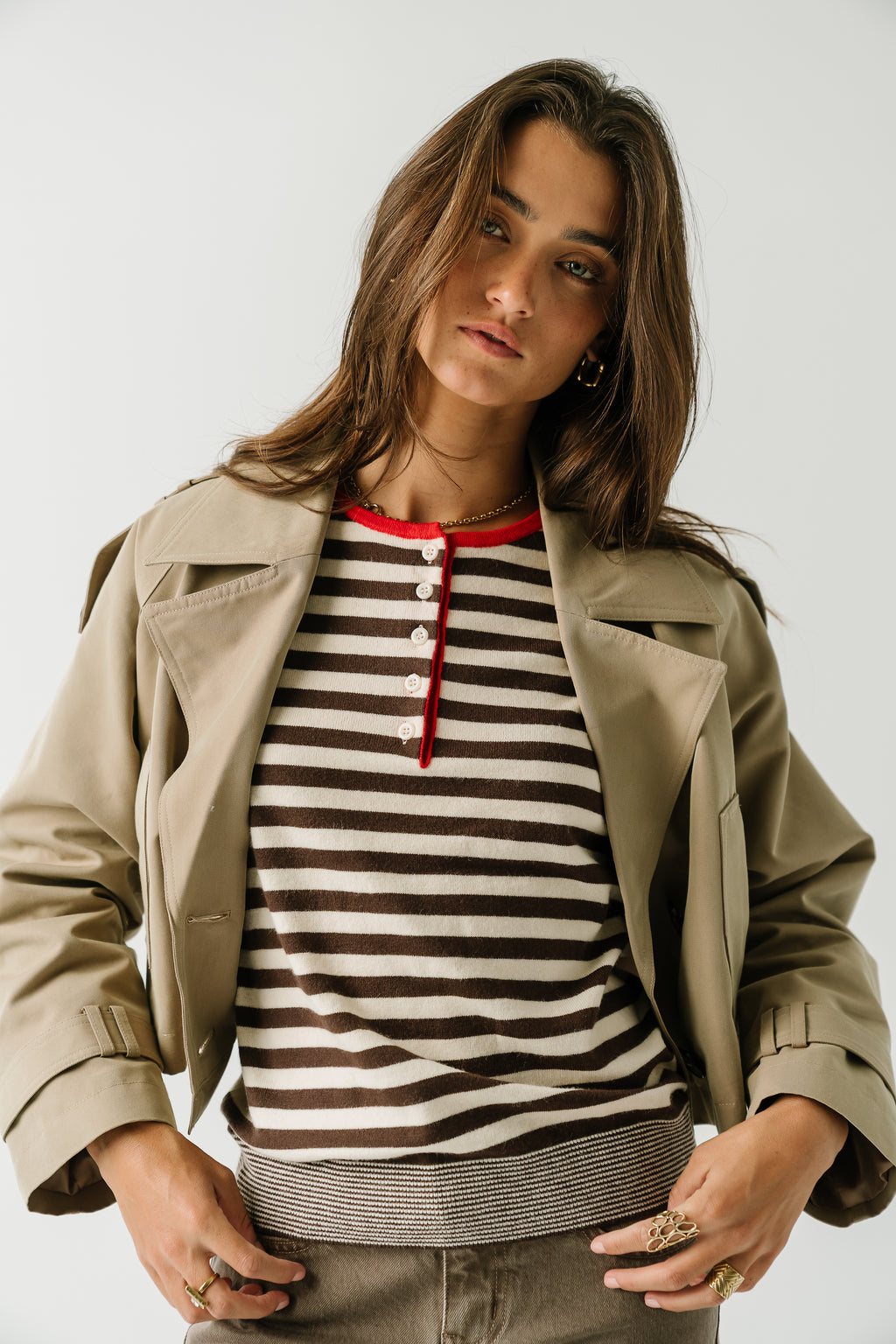 Paisley Striped Sweater in Brown