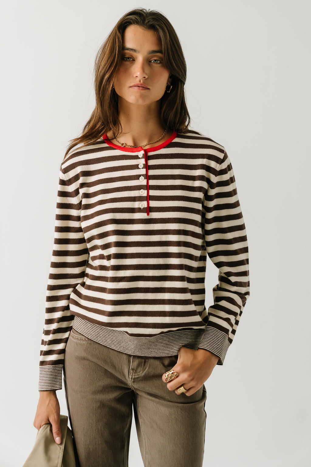 Paisley Striped Sweater in Brown