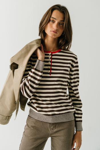 Paisley Striped Sweater in Brown