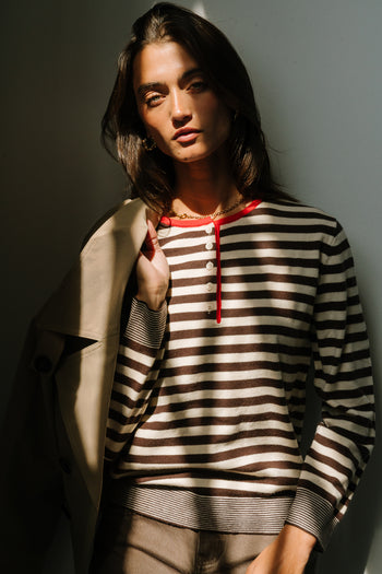 Paisley Striped Sweater in Brown