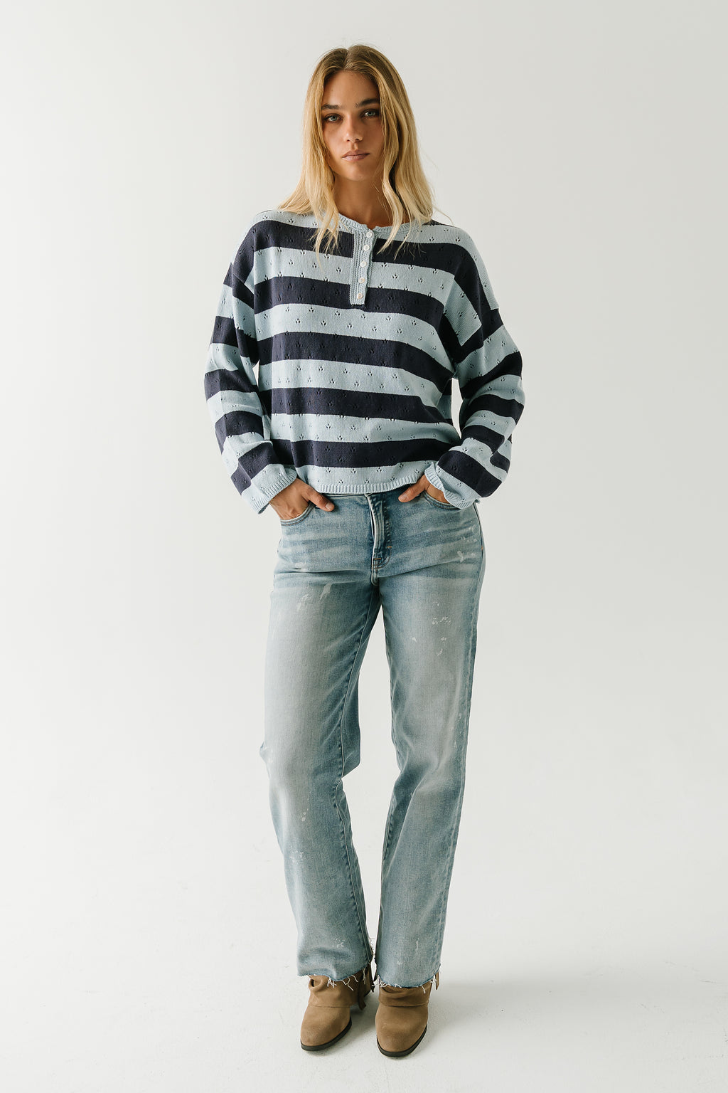 Cecelia Striped Sweater in Blue