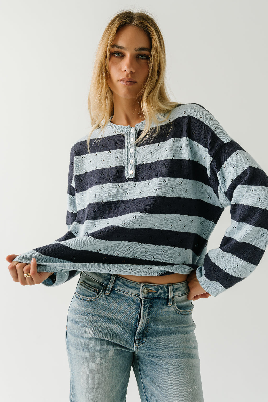 Cecelia Striped Sweater in Blue