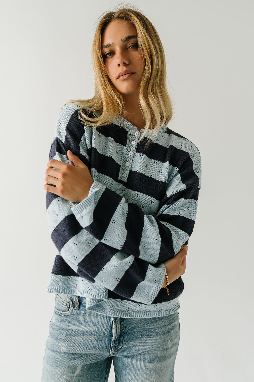 Cecelia Striped Sweater in Blue