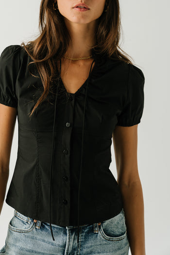 Harper Button Down Top in Black