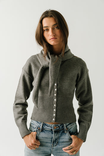 Birdie Button Down Sweater in Charcoal
